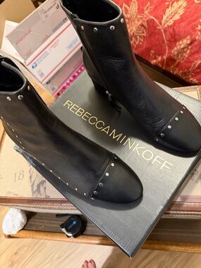 Rebecca Minkoff Black Studded Leather Ankle Booties